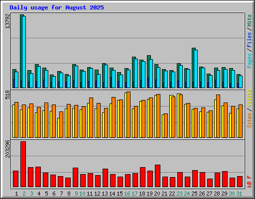 Daily usage for August 2025