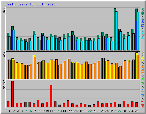 Daily usage for July 2025