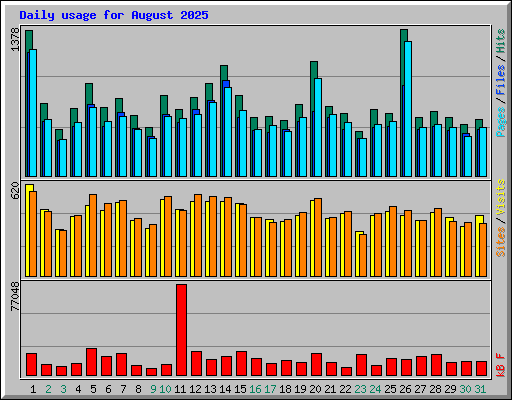 Daily usage for August 2025