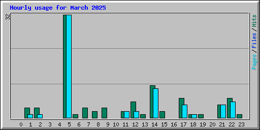 Hourly usage for March 2025
