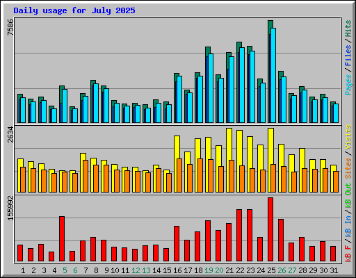 Daily usage for July 2025