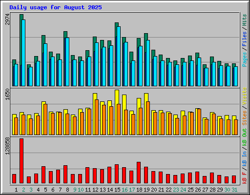 Daily usage for August 2025