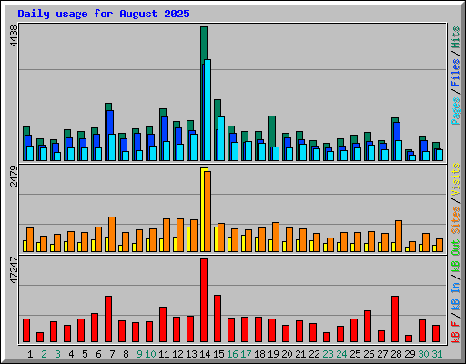 Daily usage for August 2025