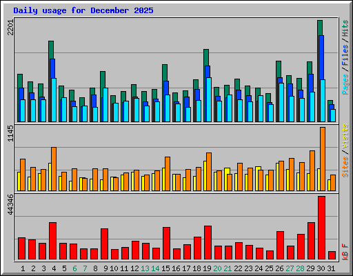 Daily usage for December 2025