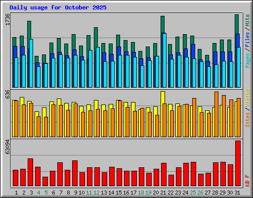 Daily usage for October 2025