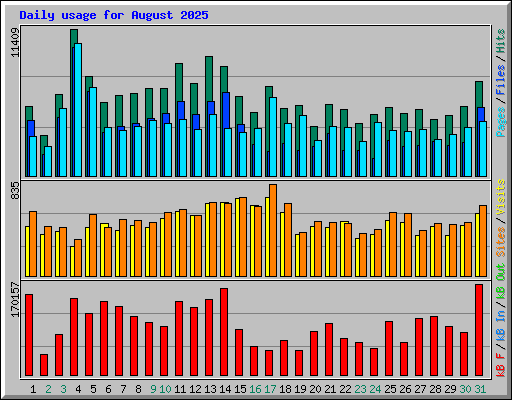 Daily usage for August 2025