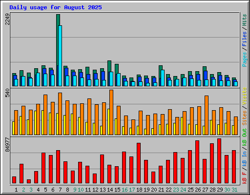 Daily usage for August 2025