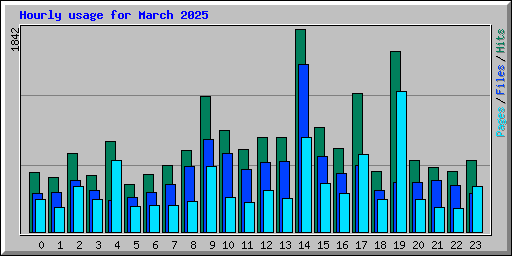 Hourly usage for March 2025