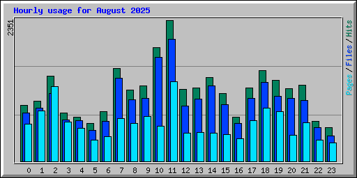 Hourly usage for August 2025