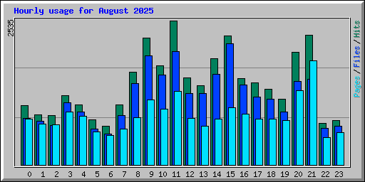 Hourly usage for August 2025
